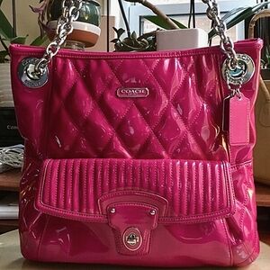 Coach Poppy Liquid Pink Gloss Patent Leather Shoulder Bag